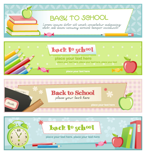 Set of School elements banners vector 02 school elements element banner   