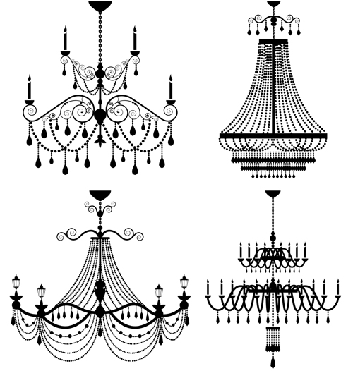 Ornate chandelier vector silhouette set 15 silhouette ornate chandelier   