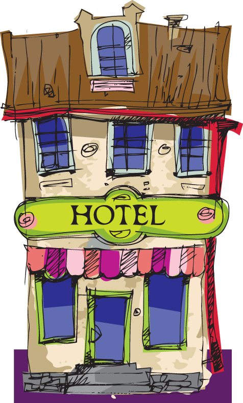 Hand drawn funny Hotel vector graphics 01 hotel hand-draw hand drawn funny   