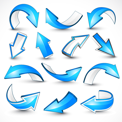 3D blue arrows vector material 01 material blue arrow blue arrows   