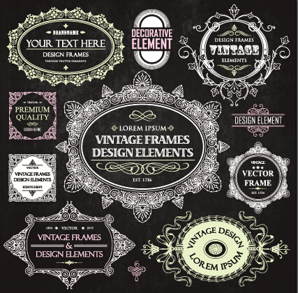 Calligraphic frames with decor elements vintage styles vector 11 Vintage Style vintage frames calligraphic   