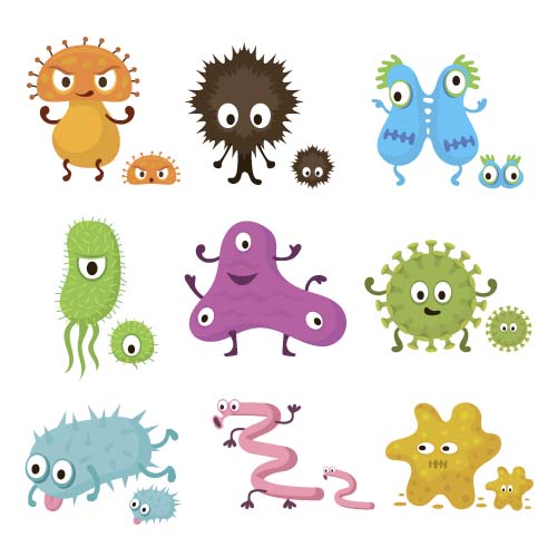Funny cartoon bacteria and virus vector 10 virus funny cartoon bacteria   