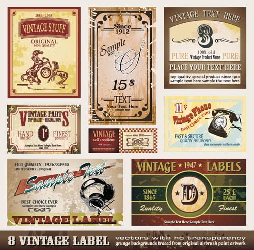 Vector set of Creative Vintage Labels 04 vintage labels label creative   