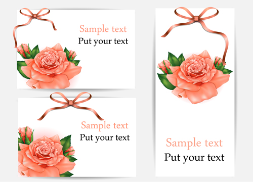 Beautiful flower with ribbon cards vector graphic 03 vector graphic ribbon flower cards card beautiful   