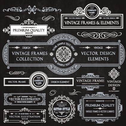 Calligraphic frames with decor elements vintage styles vector 10 Vintage Style vintage frames calligraphic   