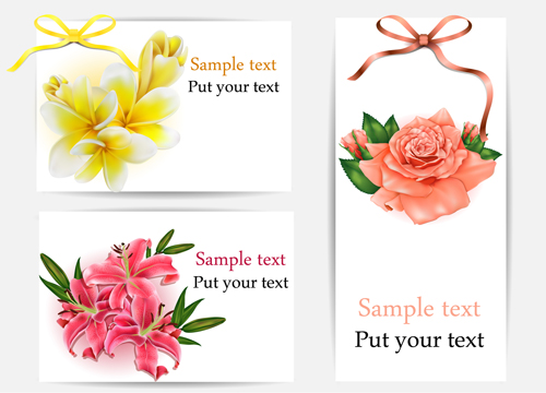 Beautiful flower with ribbon cards vector graphic 05 vector graphic ribbon flower cards card beautiful   