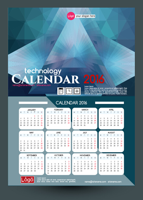 2016 technology calendar template vector 16 template technology calendar 2016   