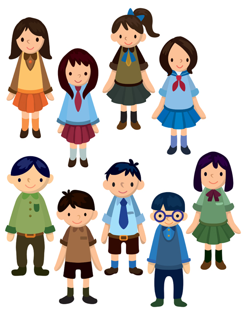 Different Cartoon school child image vector 05 school different child cartoon   