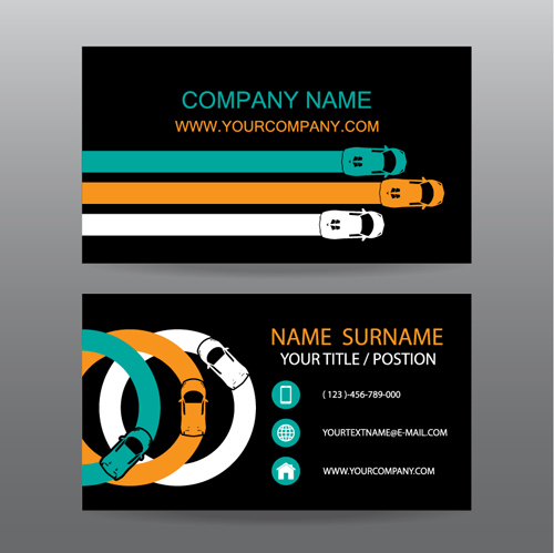 Creative car business cards vector 04   