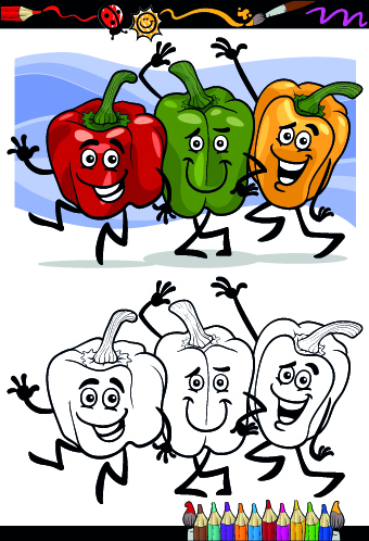 Funny Cartoon Vegetables vector 01 vegetables vegetable tables cartoon   