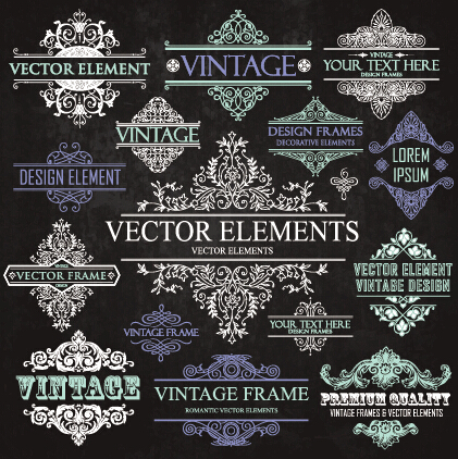 Calligraphic frames with decor elements vintage styles vector 02 Vintage Style vintage frames calligraphic   