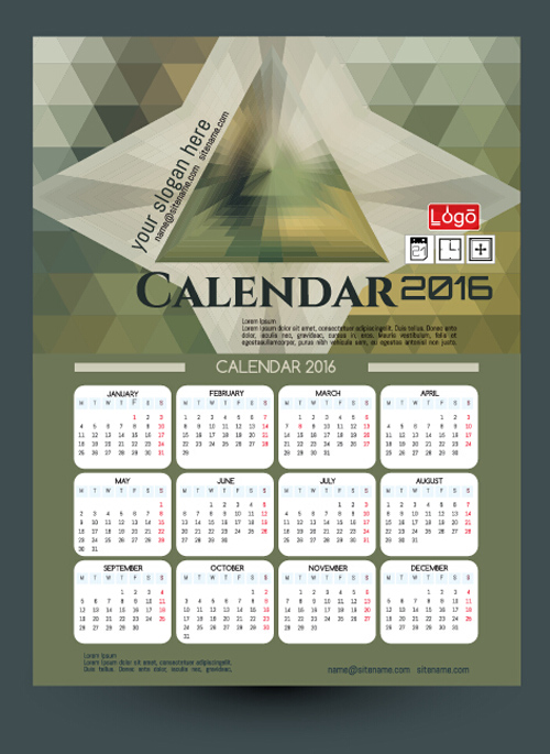 2016 technology calendar template vector 15 template technology calendar 2016   