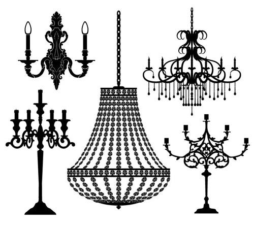 Ornate chandelier vector silhouette set 13 silhouette ornate chandelier   