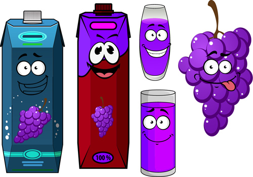 Cartoon style packaging with juice vector set 15 packaging juice cartoon   