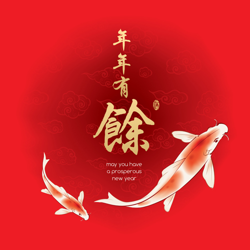 Fish every year with chinese new year vector 01 new year fish chinese   