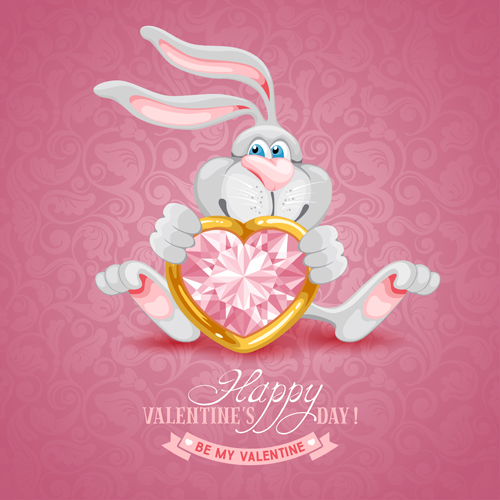 valentine cute bunny background vector Valentine cute bunny background vector background   