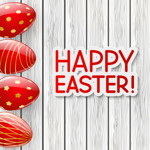 Red easter egg with wood background vector red easter egg easter background   