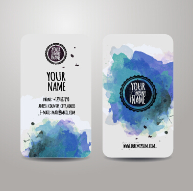 Watercolor grunge business cards vector material 01 watercolor grunge color business cards business card business   