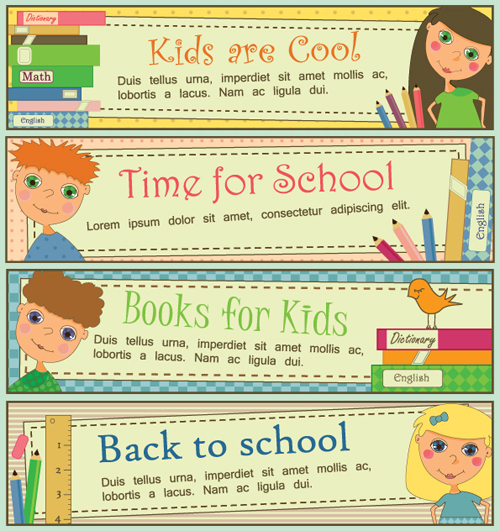 Set of School elements banners vector 04 school elements element banner   