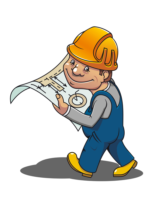 Funny cartoon builders vector illustration 01 illustration funny cartoon Builders   