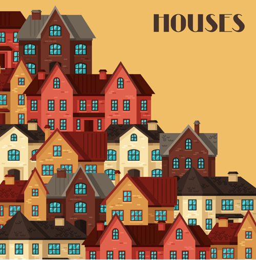 House flat style vector background 07 house flat background   