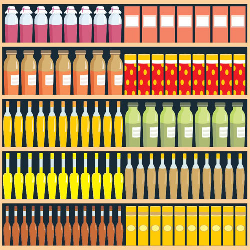 Supermarket food shelf vector material 01 supermarket shelf material food   