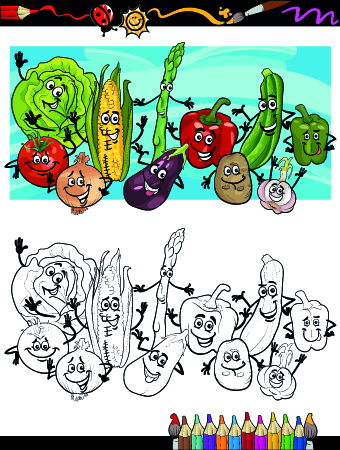 Funny Cartoon Vegetables vector 02 vegetables vegetable funny cartoon   