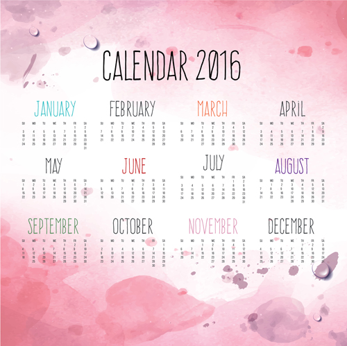 Calendar 2016 with pink grunge background vector pink calendar background 2016   