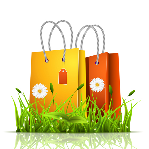 Grass with bag spring background vector spring grass background   