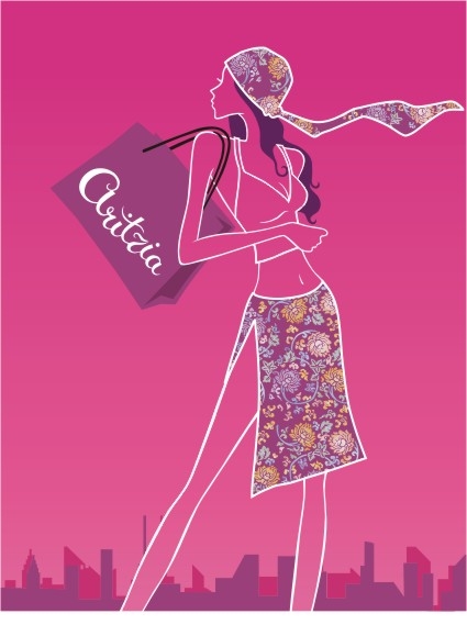 Shopping beautiful girl vector vector character shopping female Fashion beauty CDR format beauty silhouette   