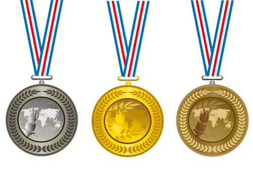 Champion Cup And medals design vector set 01 medals medal Champion Cup   