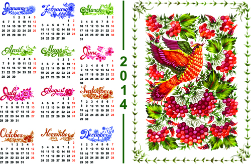 Set of Calendars 2014 Creative design vector 06 creative calendars calendar 2014   