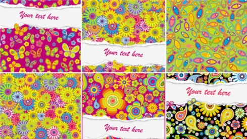 Floral effect with ripped open paper background vector floral effect   