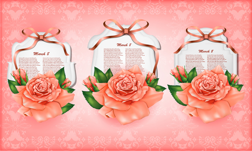 Beautiful flower with ribbon cards vector graphic 02 vector graphic ribbon flower cards beautiful   