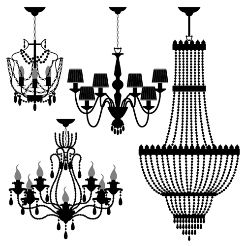 Ornate chandelier vector silhouette set 02 silhouette ornate chandelier   