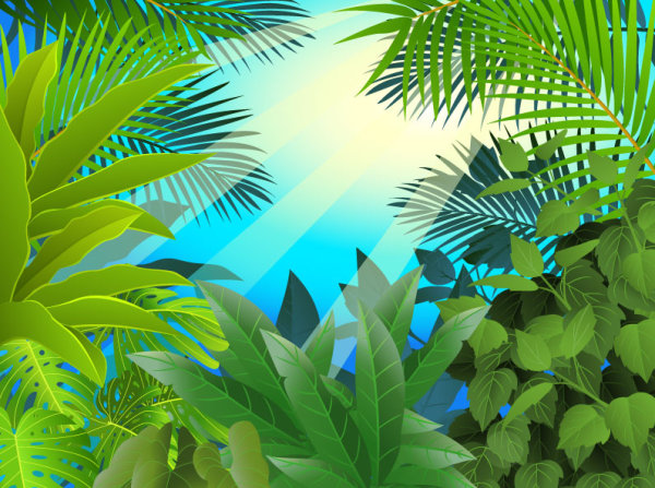 tropical Green leaf elements vector background 05 Green Leaf green elements element   