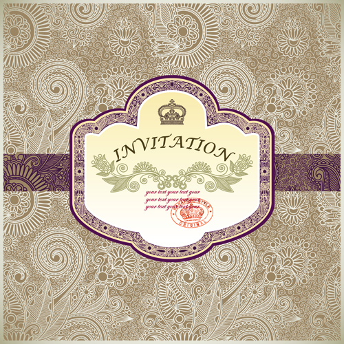 vintage Floral Invitations vector 03 vintage invitation floral   