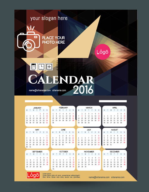 2016 technology calendar template vector 27 template technology calendar 2016   