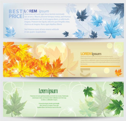 Colorful maple banner set vector colorful banner   