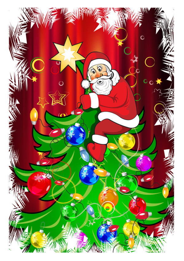 Funny Santa Claus and Christmas tree vector santa funny Claus christmas   