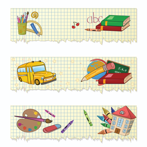 Set of School elements banners vector 03 school elements element banner   