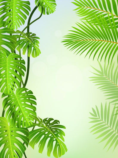 tropical Green leaf elements vector background 04 tropical Green Leaf green elements element   