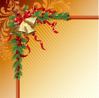 Christmas bell with ribbon backgrounds vector ribbon christmas bell backgrounds   
