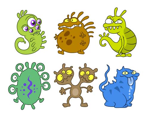 Funny cartoon bacteria and virus vector 04 virus funny cartoon bacteria   