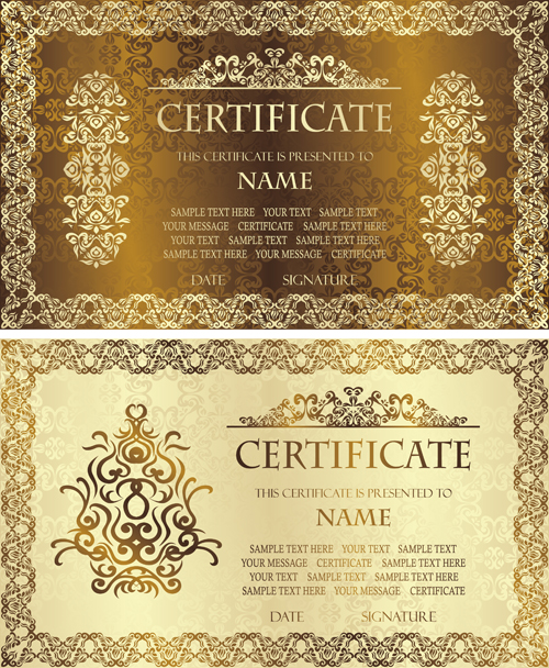 Golden template certificate design vector 01 template golden certificate   