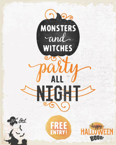 Halloween party night poster vintage vector material 03 poster party material halloween   