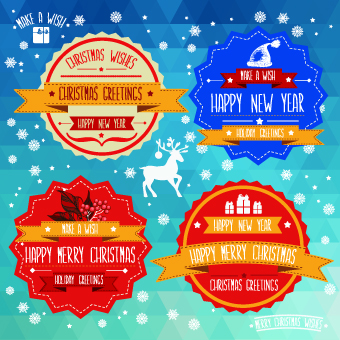 Christmas and New Year labels vector new year labels label christmas   