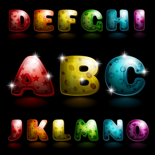 Shiny alphabet letters cartoon styles vector 01 styles shiny letters cartoon alphabet   