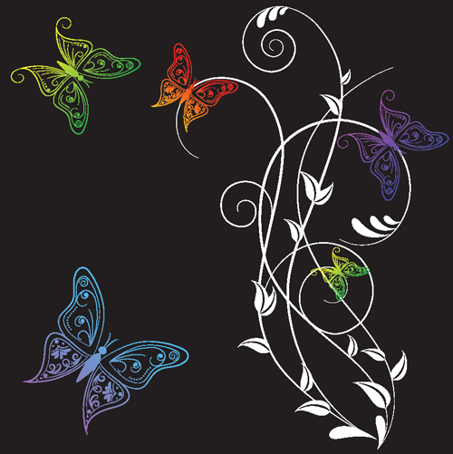 Beautiful Butterfly elements background vector 01 elements element butterfly beautiful   