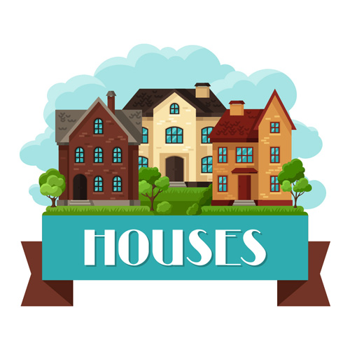 House flat style vector background 08 house flat background   